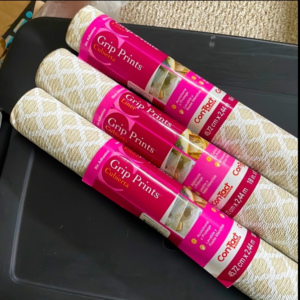 Con-Tact Brand Grip Prints Non-Adhesive Shelf and Drawer Liner - Set of 3